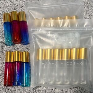 Gold-Capped Roller Bottles - Red, Blue, Pink